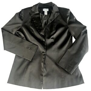 Jaclyn Smith Clean girl classy single breasted satin blend blazer size 10
